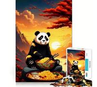Puzzle Panda Ramen Coucher de Soleil 1000 pièces pour Adultes Jeu de logique Clair et Amusant Découpe Parfaite Cadeau élégant (38x26cm)