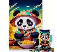 Puzzle Panda Ramen Japon 1000 pièces pour Adultes Jeu de réflexion et de Concentration Amusant et Silencieux Bords serrés Cadeau de Noël (38x52cm)