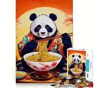 Puzzle Panda Ramen Japon pour Adolescents 1000 pièces Think Toy Apaisant et Amusant Art aux découpes nettes à Collectionner (50x75cm)