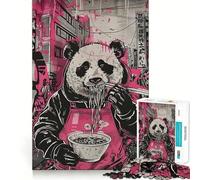 Puzzle Panda Ramen Street Art 1000 pièces Cadeau pour Adultes Jeu de réflexion Jeu de complicité Découpe soignée Surprise d'anniversaire (50x75cm)