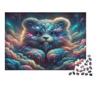 Puzzle Panda Rouge Cosmique 70x50cm 1000p Papier Recy dulte Créature Fourrure Nébuleuse Jeu Éducatif Apprentissage Familial Décoration Maison Femmes Hommes