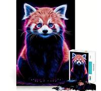 Puzzle Panda Rouge Néon 1000 Pièces pour Adultes Stimule la Mémoire Jeu de Groupe Bords Nets Cadeau Élégant (38x26cm)