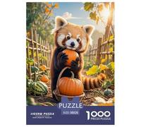 Puzzle Panda Roux 1000 Pièces en Carton pour Adultes Jeu D’activité Intérieure Puzzle Panda Roux Citrouille Cadeau Enfant Décoration Intérieure 38x26cm/1000pcs