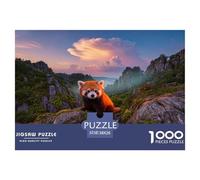 Puzzle Panda Roux 1000 Pièces pour Adultes Et Enfants, Jeu en Famille, Jeu ÉduChatif, Casse-tête Plantes Forêt Pierre, Home Decor, Cadeau Anniversaire 38x26cm/1000pcs