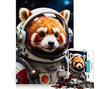 Puzzle Panda Roux Astronaute pour Adolescents 1000 Pièces Décoration Murale Apaisante et Amusante aux Découpes Claires (38x52cm)