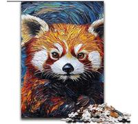 Puzzle Panda Roux Ciel Nocturne pour Adolescents 1000 Pièces, Aidez Le Cerveau à Exercer des Jouets Addictifs pour Cultiver la Patience Jeu de Défi Unique (26x38cm)