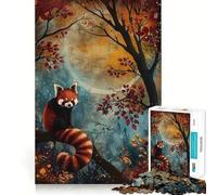 Puzzle Panda Roux d'automne 1000 Pièces pour Adolescents Jeu de Logique et de Détente Découpe Précise Cadeau Artistique (38x26cm)
