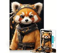 Puzzle Panda Roux en Kimono pour Adultes 1000 Pièces Jeu de Réflexion Passe-Temps Calme Assemblage d'image Joli Cadeau (38x26cm)