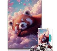 Puzzle Panda Roux Endormi 1000 Pièces pour Adolescents, Assemblage de Motifs Amusant à la Maison, Cadeau d'anniversaire, Cadeaux de Voyage 38x26cm