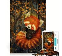 Puzzle Panda Roux Endormi pour Adolescents 1000 Pièces Jeu de Logique Fine Passe-Temps Calme Bordure Soignée Pièce de Collection Art 38x52cm