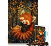 Puzzle Panda Roux Endormi pour Adolescents 1000 Pièces Jeu Intelligent Loisirs Découpe Précise Cadeau de Saison 38x26cm