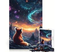 Puzzle Panda Roux et Ciel Cosmique pour Adolescents, 1000 Pièces, Jeu de Réflexion, Détente et Amusement, Découpe Précise, Cadeau Festif (38x52cm)