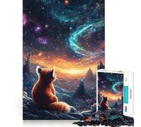 Puzzle Panda Roux et Ciel Cosmique pour Adolescents 1000 Pièces Stimule la Mémoire Soulagement du Stress Bord Fin Pièce d'art (38x26cm)