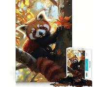 Puzzle Panda Roux Mignon pour Adultes 1000 Pièces Jeu de Réflexion Passe-Temps Calme Assembler l'image Joli Cadeau (50x75cm)
