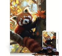 Puzzle Panda Roux Mignon pour Adultes 1000 Pièces Jeu de Réflexion Passe-Temps Calme Assembler l'image Joli Cadeau (50x75cm)