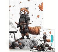 Puzzle Panda Roux Samouraï au Sommet de la Montagne pour Adultes 1000 Pièces Renforce la Mémoire Soulage l'Anxiété Bords Lisse Surprise Chaleureuse (50x75cm)