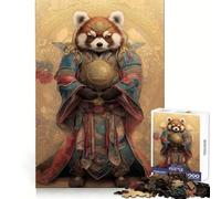 Puzzle Panda Roux Samouraï pour Adultes 1000 Pièces Stimule la Mémoire Jeu de Groupe Modèle Assembler Surprise de Noël (38x26cm)