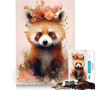Puzzle Panda Roux Sauvage 1000 Pièces Stimulation Cognitive Amusant Pièces Nettement Découpées sans Bavures Jouet de Loisirs d'Intérieur pour Les Fêtes (50x75cm)