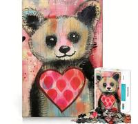 Puzzle Panda Saint-Valentin avec Cœur pour Adolescents,1000 pièces,activité ludique et stimulante,découpe Nette,Composants Robustes,idéal pour se réunir (38x26cm)