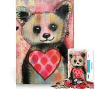 Puzzle Panda Saint-Valentin avec Cœur pour Adultes,1000 Pièces,Jeu de Réflexion,Découpe de Précision,Bords Lisses,Défi Amusant pour Passer Le Temps (50x75cm)