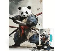 Puzzle Panda Samouraï Guerrier 1000 Pièces pour Adolescents Stimule la mémoire, Anti-Stress, Décoration Murale à Bords Serrés (38x52cm)
