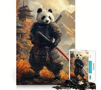 Puzzle Panda Samouraï Guerrier pour Adolescents 1000 pièces Jeu de logique Solide Amusant à Partager Bords Nets Joli Cadeau (38x26cm)