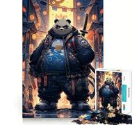 Puzzle Panda Samurai dans Neon City de 1000 pièces pour Adultes Détente et Stimulation Cognitive Finitions impeccables Cadeau raffiné (38x52cm)