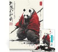 Puzzle Panda Samurai Ink Art 1000 pièces pour Adultes, Jeu de logique et de réflexion, Loisirs Amusants, Bords Lisses, (38x26cm)