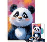 Puzzle Panda Souriant 1000 Pièces Cadeau Adulte Jeu de Réflexion Attente du Moment Design Amusant et Silencieux Assemblage Cadeau Exquis 38x52cm