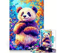 Puzzle Panda Souriant pour Adolescents 1000 Pièces Jeu de Logique Fine Passe-Temps Calme Pièce de Collection Art Bordure Soignée 50x75cm