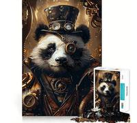 Puzzle Panda Steampunk Animal pour Adultes 1000 Pièces Jeu de Mémoire Solide Assemblage Sécurisé Jeu de Connexions Significatif (38x26cm)