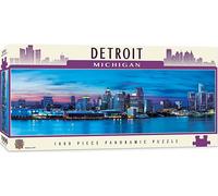 Puzzle Panorama De Detroit Michigan 1000 Pièces Aqua 990Mm X 330Mm