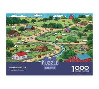 Puzzle Panorama de Ferme Pastoral De 1000 Pièces pour Adultes,Vie enfantine à la Ferme Un Jeu De Dexérité Très Difficile Puzzle Éducatif avec des Défis l'art De La Décoration Moderne 70x50cm/1000pcs