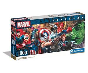 Puzzle Panorama Marvel Avengers 1000 Pièces Format 98x33 cm Dès 14 Ans | Rassemblement de tous les super-héros les plus célèbres dans un très long assemblage | poster inclus | idée cadeau fan
