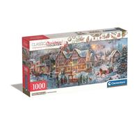 Puzzle panoramique Clementoni Classic Christmas Collection 1000 pièces « Getting Ready for Christmas » avec affiche 98 x 33 cm