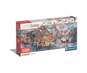 Puzzle panoramique Clementoni Classic Christmas Collection 1000 pièces « Getting Ready for Christmas » avec affiche 98 x 33 cm