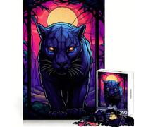 Puzzle Panther Moonlight Porest 1000 pièces pour Adolescents Développement de la mémoire Conception Anti-Stress Cadeau touchant (38x52cm)