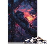 Puzzle Panthère Couché Arbre Coucher de Soleil 1000 Pièces Puzzles pour Adultes Puzzle en Bois pour Adultes & Décoration Maison 1000pcs (75x50cm)
