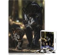 Puzzle Panthère Mère et Bébé pour Adultes, 1000 Pièces, Jeu de Réflexion et d'apprentissage, Idée Cadeau Originale, Dimensions 50x75cm