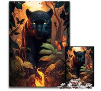 Puzzle Panthère Noire Ardente 1000 Pièces pour Adultes, Puzzles pour Adultes, Décoration d'Intérieur DIY, Jeu de Casse-Tête 26X38CM / 10.23x14.96inch