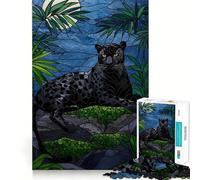 Puzzle Panthère Noire en Vitrail 1000 pièces pour Adolescents, Jeu de réflexion, Design Relaxant, Cadeau attentionné 50x75cm