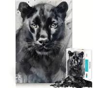 Puzzle Panthère Peinte à l'Aquarelle 1000 Pièces Jeu de Concentration Découpe de Précision Bords Lisse Activité Absorbante pour des Soirées Calmes (50x75cm)