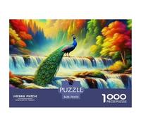 Puzzle Paon 1000 Pièces pour Adultes Et Enfants, Défi Ludique Et Familial, Puzzles Cascade dans Les Bois, Home Decor, Cadeau Enfant 70x50cm/1000pcs