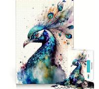 Puzzle Paon à l'aquarelle pour Adolescents, 1000 pièces, Think Toy, Objet de Collection apaisant et Amusant aux Contours Nets (50x75cm)