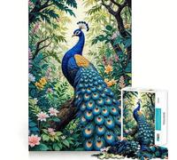 Puzzle Paon dans la Jungle luxuriante pour Adultes, 1000 pièces, Jeu de logique et de détente, Bords Lisses, Cadeau spécial (50x75cm)
