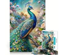 Puzzle Paon dans Un Paradis Floral pour Adolescents 1000 Pièces Think Toy Apaisant et Amusant Art aux Découpes Nettes Collection (50x75cm)