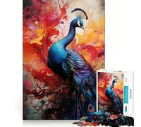 Puzzle Paon en Fleurs Abstraites pour Adultes, 1000 Pièces, Jeu Intellectuel et Apaisant, Décoration Murale de Qualité (38x52cm)