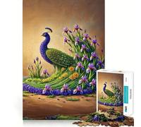 Puzzle Paon en Fleurs pour Adolescents, 1000 pièces, pour stimuler la mémoire, se détendre et s'amuser, Un Cadeau Exquis (38x52cm)