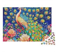 Puzzle Paon Plumes Dorées 1000 pièces,Carton Robuste de qualité supérieure,encadrable,idéal Les Voyages,Les séjours à la Maison ou Entre Amis,Adultes,Adolescents et débutants,70 x 50 cm/1000 pièces