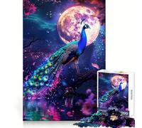 Puzzle Paon sous la Pleine Lune pour Adolescents, 1000 pièces, pour stimuler la mémoire, se détendre et s'amuser, Motif à Assembler, Cadeau Exquis (38x26cm)